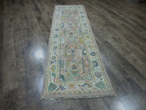 Turkish Oushak Rug, Modern Multicolored Handmade Bohemian Rug 2.5x8 Ft