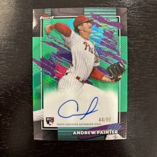 2026 Topps Finest Andrew Painter RC Green Auto #/99 Phillies Rookie On Card. rookie card picture