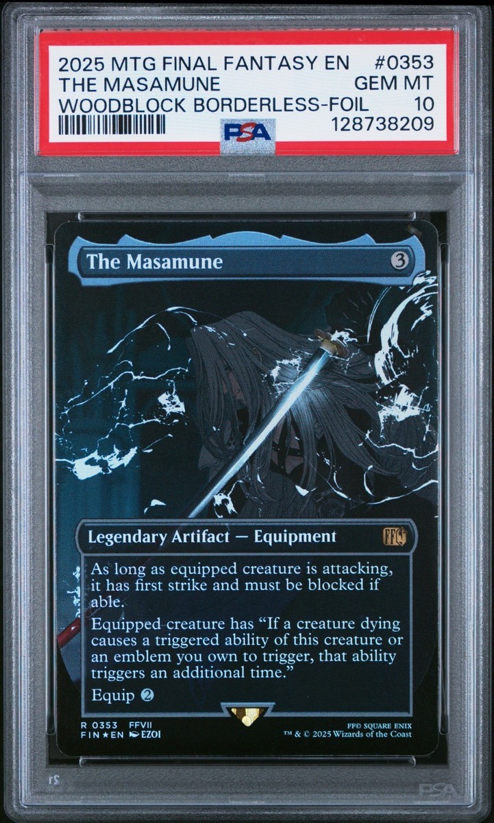 PSA 10 THE MASAMUNE #0353 WOODBLOCK BORDERLESS FOIL 2025 MTG FINAL