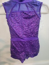 Weissman Girls Super Loud Purple Sequin Dance Biketard Costume