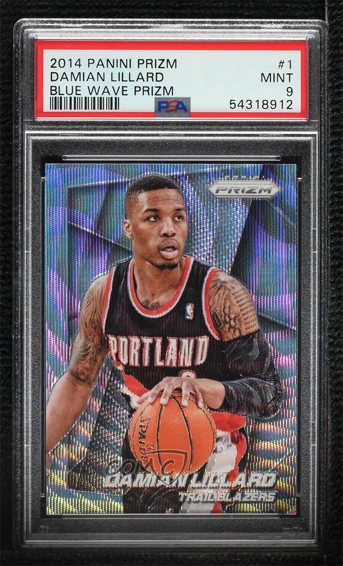 2014-15 Panini Prizm Blue Wave Prizm Damian Lillard #1 PSA 9 MINT 0d3