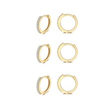 Silver Huggie Hoop Earrings for Women, 3 Pairs Tiny Hypoallergenic 6mm, Gold