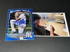 Carlos LaGrange Yankees Signed 2025 1st Bowman Blue Wave Refractor