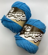 Sugar N Cream Cotton Yarn 2 Ball Lot Color Hot Blue Worsted Dish Cloth  Crafts