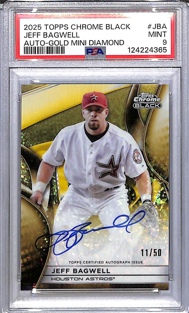 2025 Topps Chrome Black Gold Mini Diamond #CBA-JBA Jeff Bagwell PSA 9 MINT Auto 