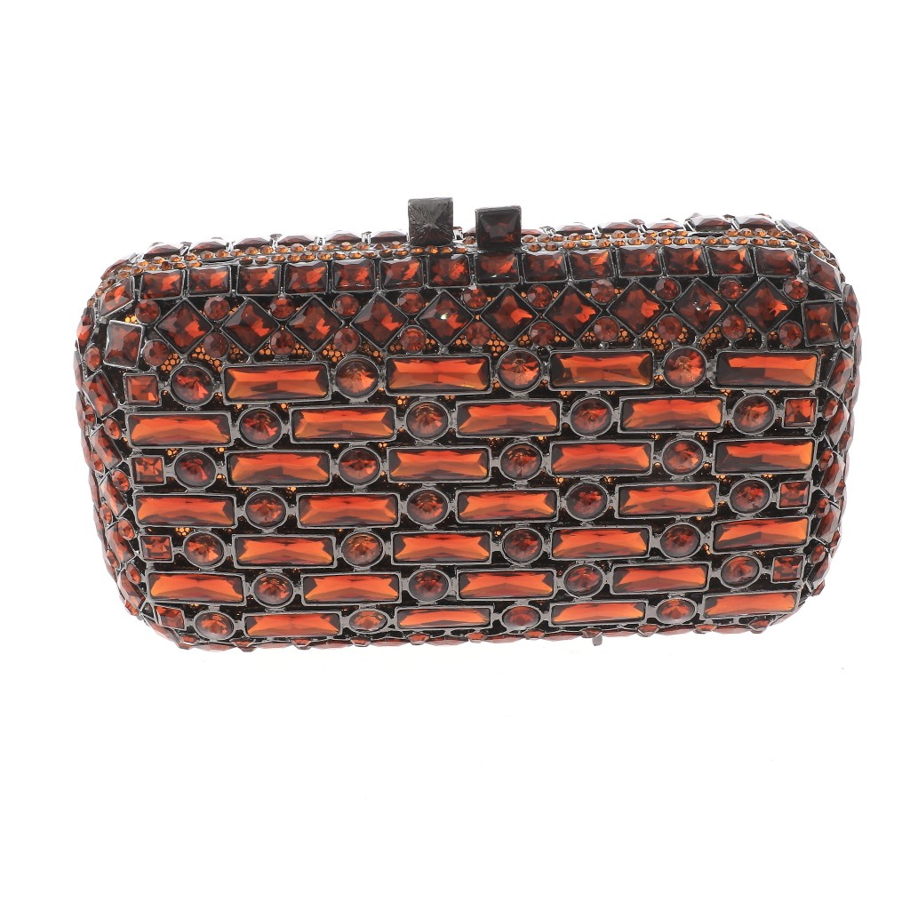 Hermatite Tone Alloy Metal High End Rhinestone Clutch Bag HB6281-BRW