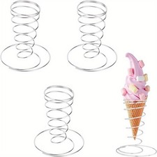 4pcs Cone Display Spiral Holder Black Iron Ice Cream Cone Holder