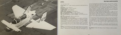 Rutan Plane Picture Aircraft Info Detail Vtg Original Article Sheet Decor  