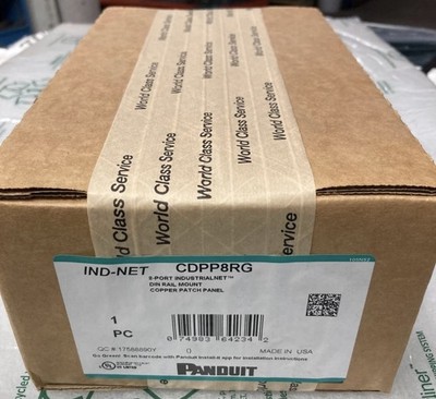 Panduit CDPP8RG IndustrialNet 8-Port DIN Rail Mount Copper Patch Panel  Open Box