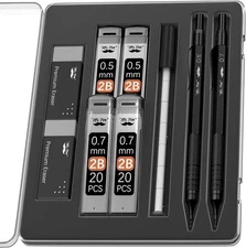 Metal Mechanical Pencil Set, 2 Sizes, 0.5 & 0.7Mm, Mechanical Pencils, Sketchi