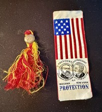 Rare Benjamin Harrison & Morton 1888 Political Campaign Ribbon Protection EXC