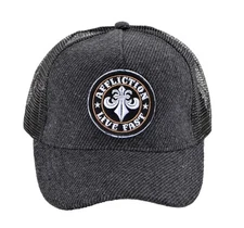Affliction Men's Curved Bill Adjustable Snap Back Baseball Hat Black