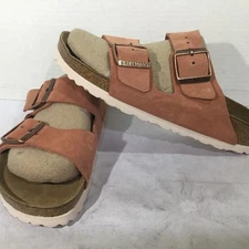 Birkenstock Womens Size 7 EU 38 Narrow Arizona Earth Red Suede Slides Y23-1309