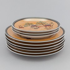 Piatti piattini da the set da 9 - fine china drago Cina vintage 70s handpainted