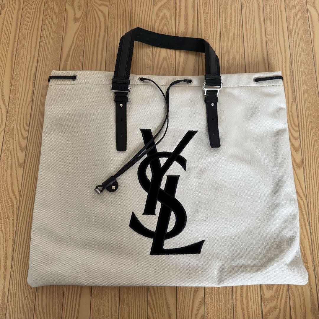 Yves Saint Laurent Tote Bag White Large Logo Unused Great Condition