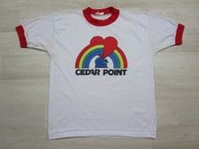 Vintage 70s Cedar Point Theme Park Ringer T Shirt Youth M Rainbow Cleveland OH
