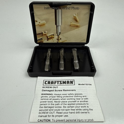#ad Craftsman #52154 Screw Out Damaged Screw Removers Set of 3 $13.00