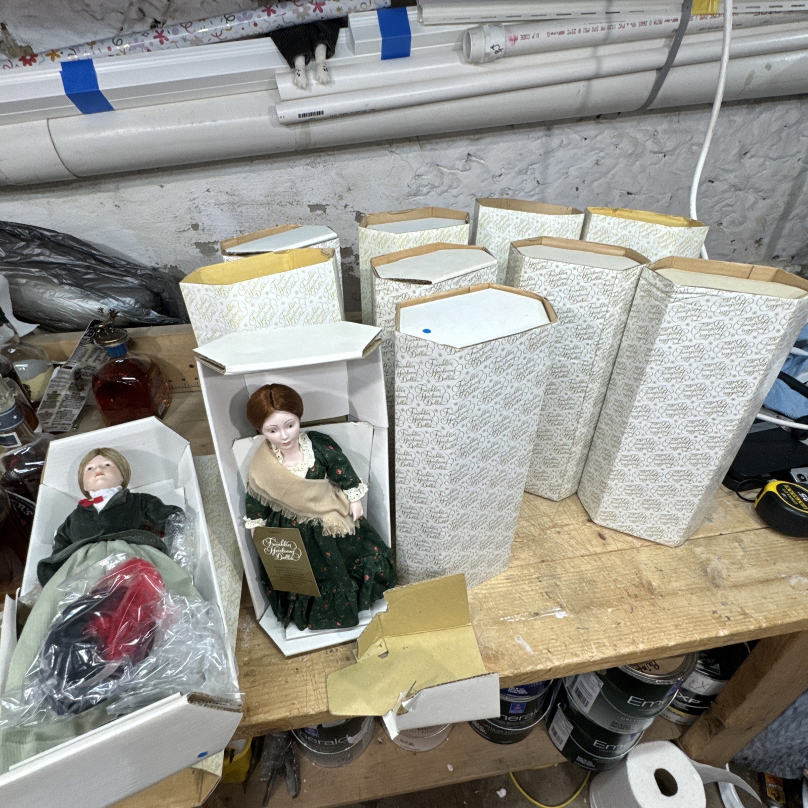 Lot of 11 Franklin Heirloom Dolls Bisque Porcelain 14" Mint Condition