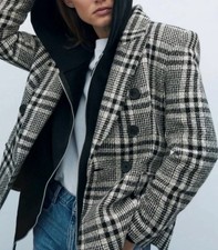Zara Plaid Houndstooth Double-breasted Blazer Blogger s Favorite Women s Size M