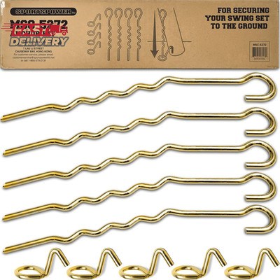 Sportspower MSC-5272 Metal Ground Anchor Kit for Swing Sets, Gold