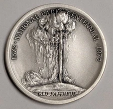 1972 Old Faithful Silver Medal ~ MACO NY .999 Silver 32.9g ~ National Parks
