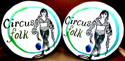 Anthropologie Pia Bramley~Circus Folk 8 1/2'' Salad/Dessert Plates Set of (2) Two