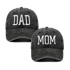 Mom and Dad Hats Set of 2 Pcs Embroidered Adjustable Baseball Caps Gift for P...