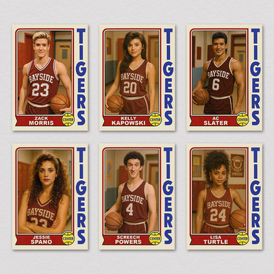 Saved by the Bell 6-Card Set Zack, Slater, Screech, Jessie, Lisa, Belding
