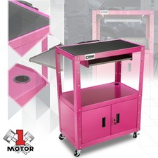 22-42in Adjustable Purple 2-Tier Heavy Duty AV Rolling Cart w/4 Swivel Casters