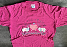 Vtg 1991 Jesus Loves Ewe Pink Graphic Shirt 90s Jerzees Super T USA Made Large