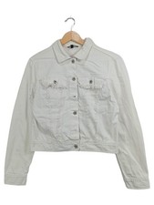 inSCENE Damen Jeansjacke Weiß Gr. M Fransen Destroyed Look Baumwolle