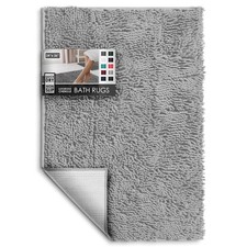 Hearth Harbor Bathroom Rugs, Chenille Bath Mat - Machine 24 x 36, Silver