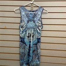 Apt 9 Womens Blue Paisley Print Sleeveless V Neck Dress Size S