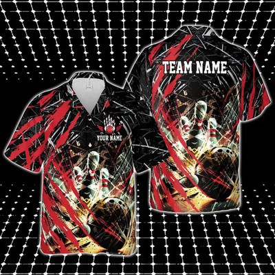 Personalized Name Scratches Bowling Hawaiian Shirt, Custom Color Bowling V4