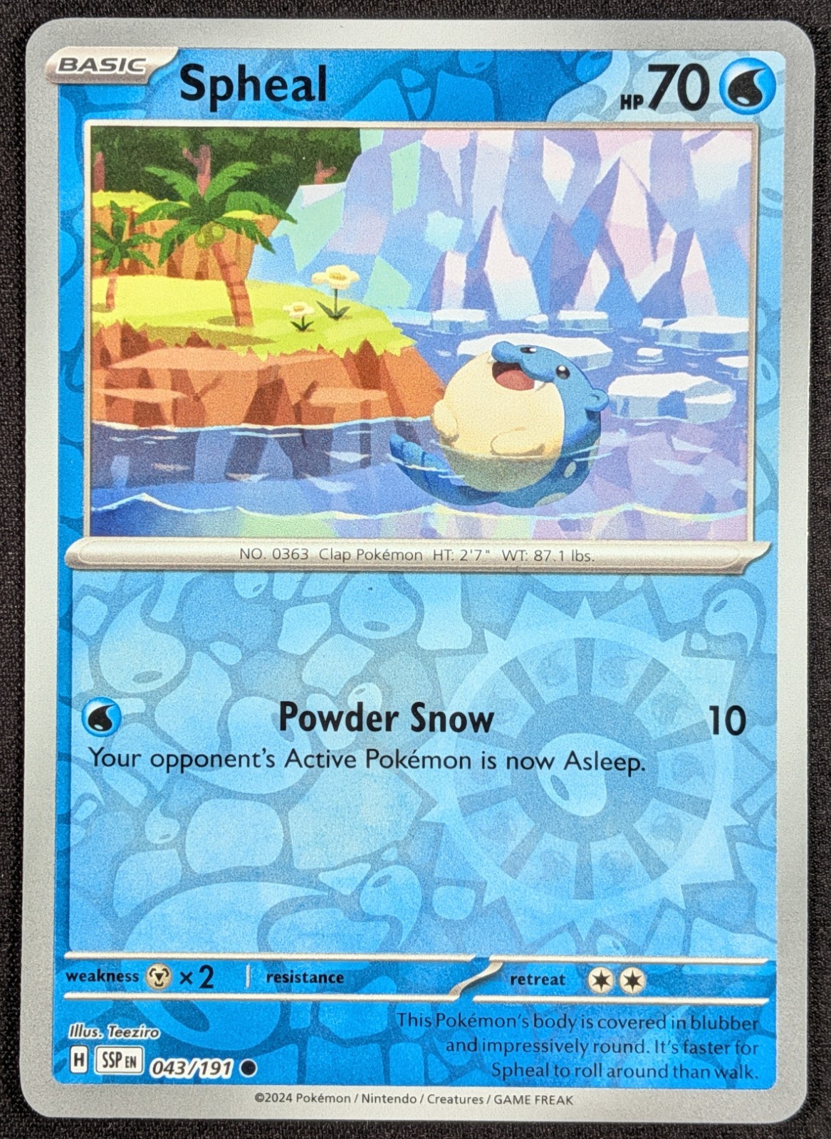 Spheal 2024 Surging Sparks Reverse Holo Pokemon Card 043/191 (NM)