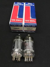 MATCHED PAIR TUNG SOL 12AU7 Long Plate D Getter VINTAGE Vacuum Tubes 8.9253