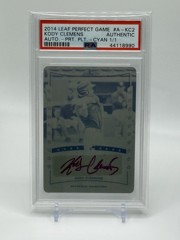2014 Leaf Perfect Game KODY CLEMENS Cyan Printing Plate AUTO #1/1 PSA AUTHENTIC