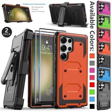 For Samsung Galaxy S23 S22 S21 S20 Ultra S23 FE Rugged Hard Case Cover Belt Clip