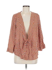 Monoprix femme Women Orange 3/4 Sleeve Blouse 38 eur