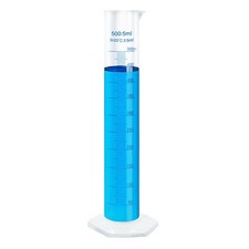 500ml Plastic Measuring Graduated Cylinder, Polypropylene Plastic, 2-Sided Ma...