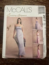 McCall's 2617 UNCUT Sewing Pattern, Misses' Lined Gown, Train, Bag, Size 8-10-12