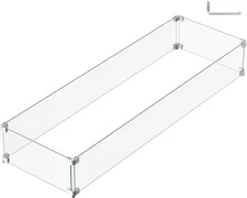 Glass Wind Guard for Propane Gas Fire Pit Table Thick Tempered Glass Shield