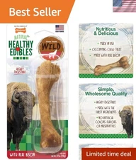 Bison and Potato Dog Chew Bones for Large Dogs, High Protein & Dental Health