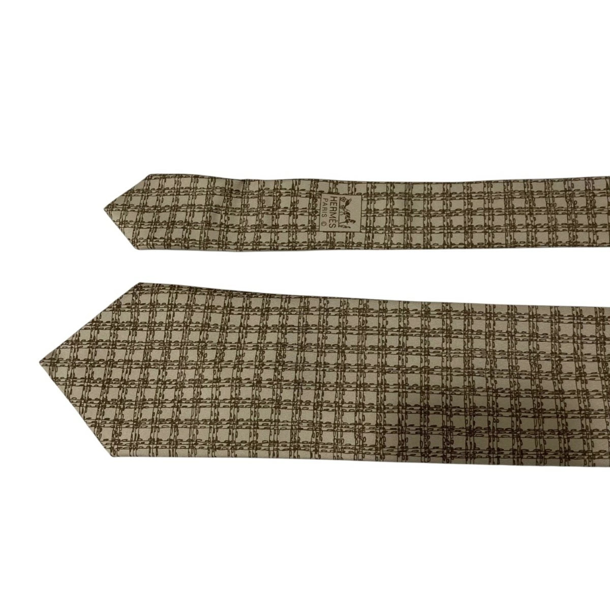 HERMES Used  Leaf Pattern Tie Beige - image 5