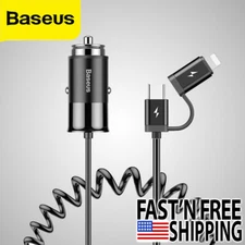 2in1 4.8A Max Type-C And For iPhone Connector With USB Port Car Charger