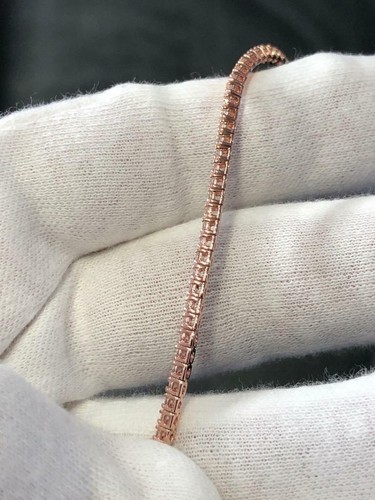 14k Rose Gold Natural Diamonds 2.28ct Classic Design Tennis Bracelet 7"L Gift - Picture 4 of 12