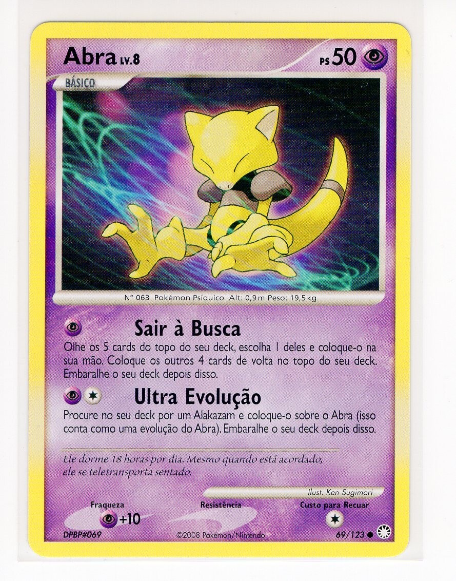 ~PT~ PORTUGUESE Abra 69/123 D&P Mysterious Treasures Pokemon Card (PE1)