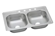 Elkay Dayton Stainless Steel Double Bowl Sink 4 Holes