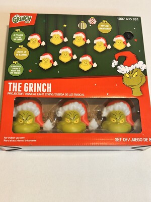 The Grinch Projection Christmas Musical 8 Light String 8 Ft. See Video