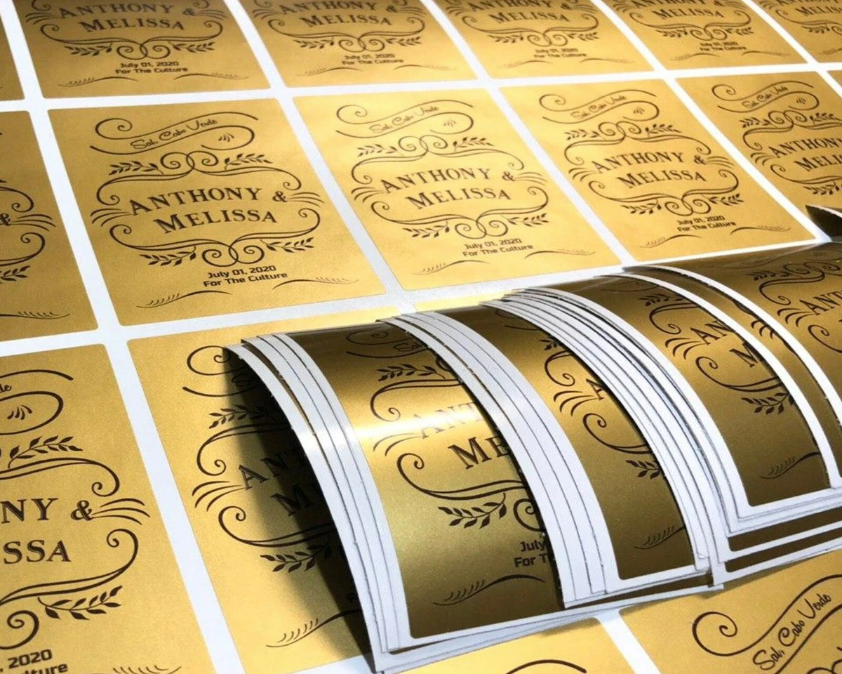 100 Custom stickers REAL GOLD FOIL | SHINY GOLD FOIL LABELS METALLIC SEALS  LABEL